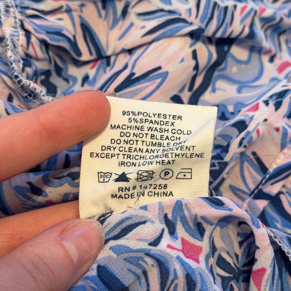 Simply Southern pink blue foral tiered dress ruffle beach v neck babydoll dress - Picture 8 of 10